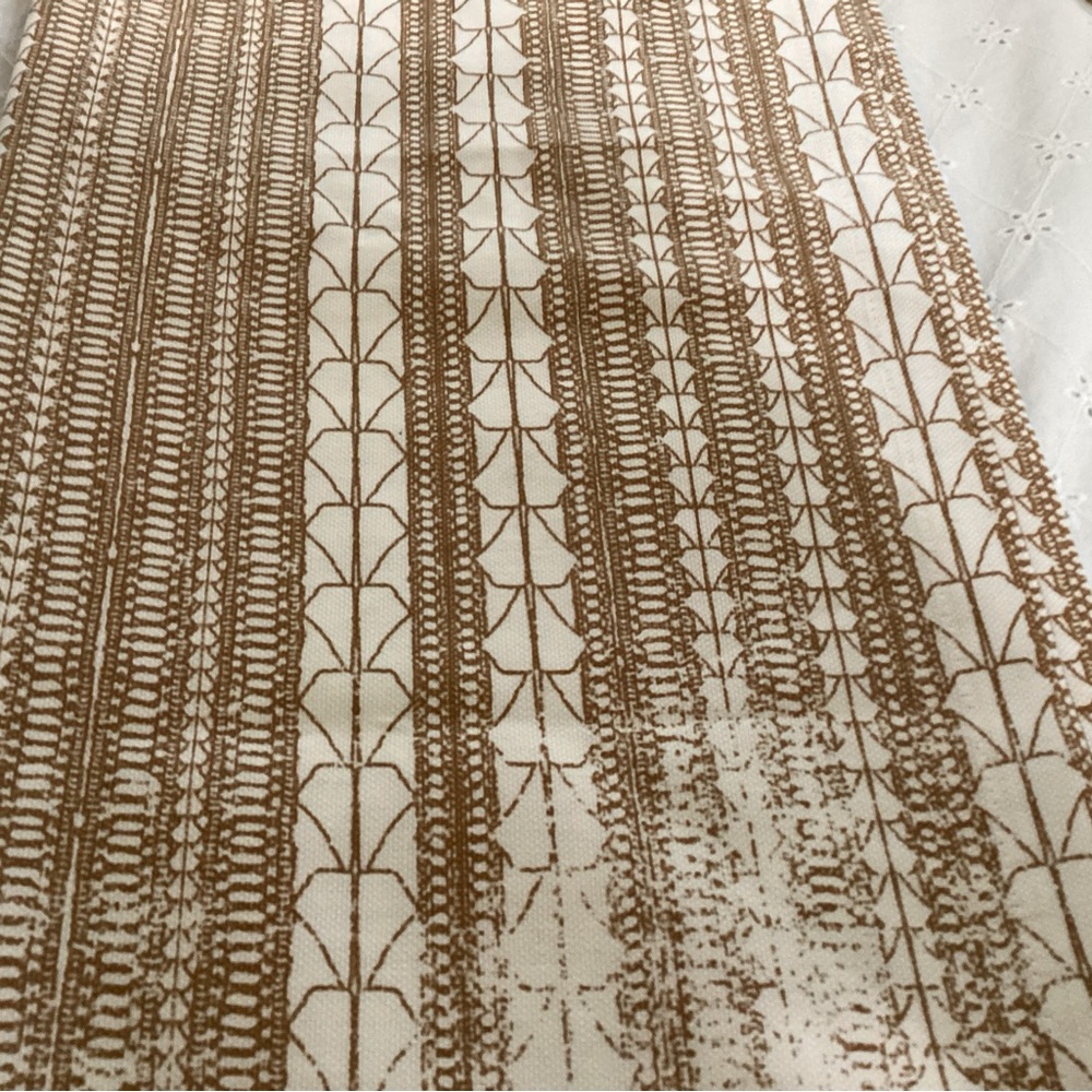 West Elm Cream Canvas Panel with Brown Geometric Trim